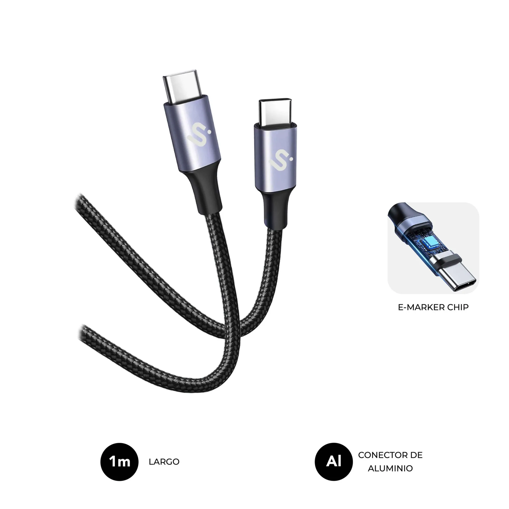 SUBBLIM SUBCAB-C10001 cavo USB USB 2.0 1 m USB C Nero - immagine 1