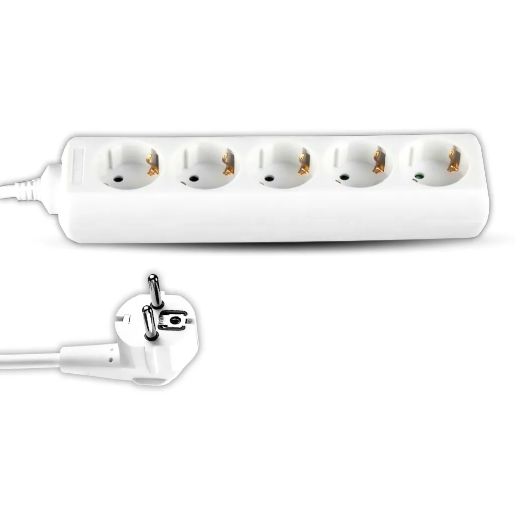 V-TAC Multipresa con Cavo 15m 5 Prese 10A 2P + Schuko e Spina Schuko Colore Bianco - immagine 1