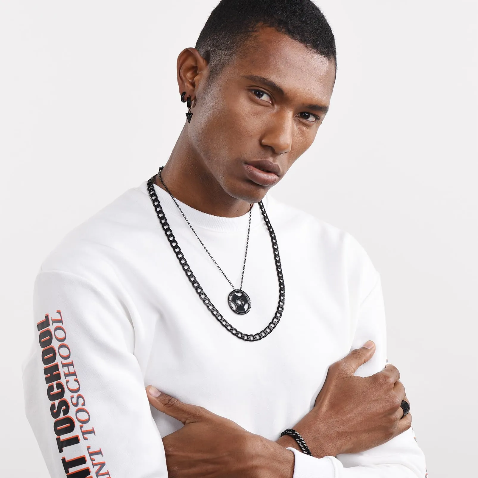 Collana Uomo Acciaio Hiphop Catena Cubana Nero 9mm 55cm Regalo Ragazzo - immagine 3
