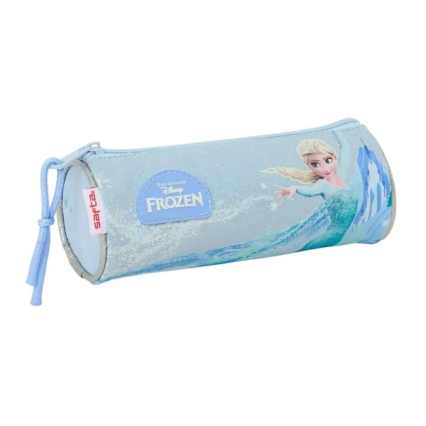 Astuccio rotondo Safta Frozen - Chiusura con cerniera e tiretto - 20x7x7cm - Blu pastello - immagine 1