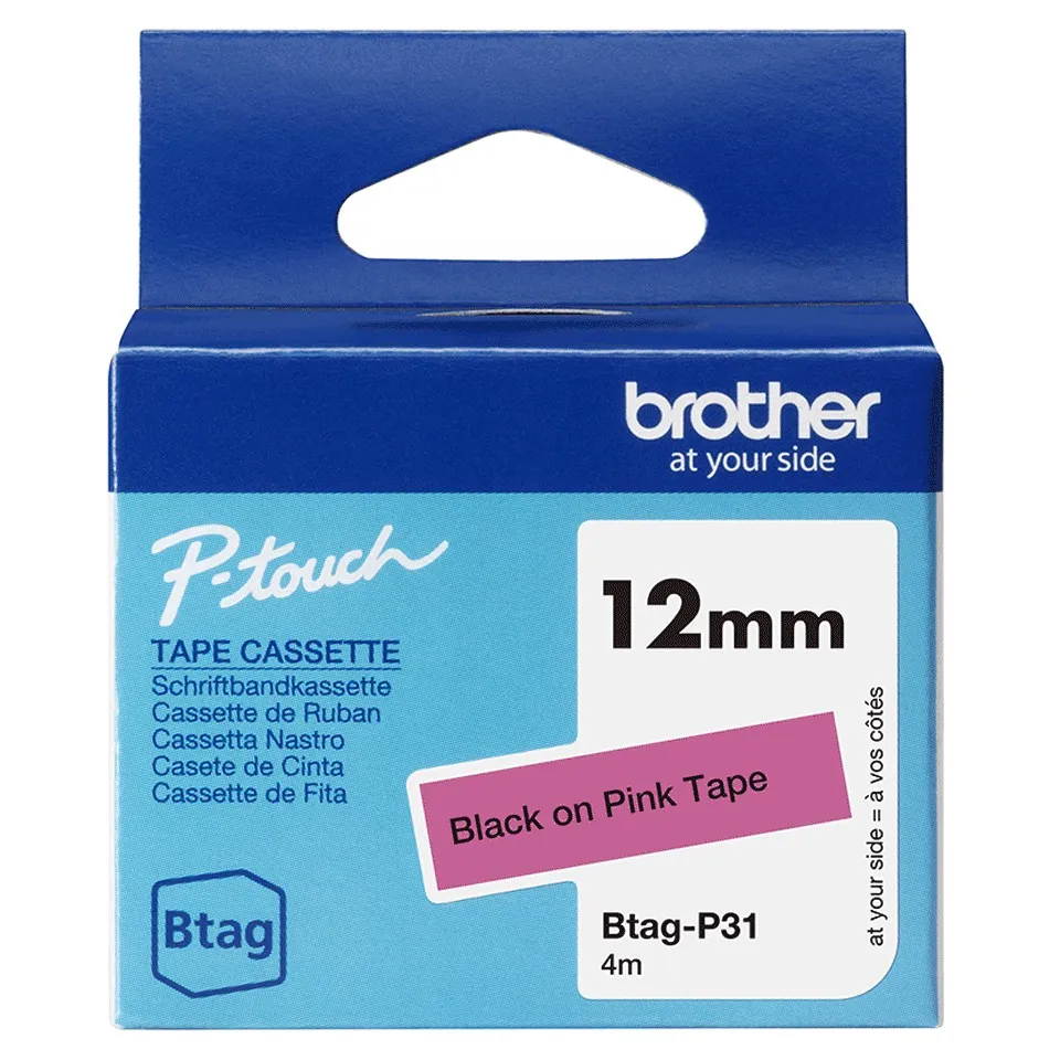 ORIGINALE Brother Nastro Nero su rosa Btag-P31 Btag-P31 - immagine 1