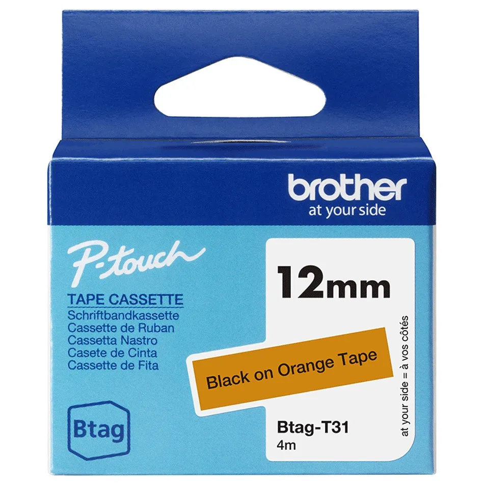 ORIGINALE Brother Nastro Nero su arancione Btag-T31 Btag-T31 - immagine 1