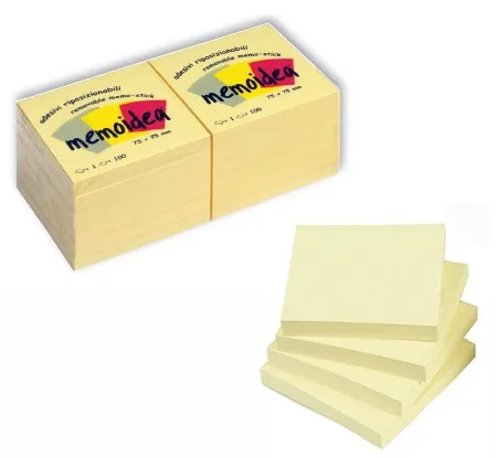 12 x Foglietti MEMOIDEA 75x75 mm. giallo pastello - post-it - immagine 1