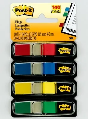 Post-It Flags Primary Colors 1/2 in Wide 35/Dispenser 4 Dispensers/Pack bandiera autoadesiva 35 fogli - immagine 1
