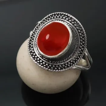 Corniola cabochon Anello placcato argento gioiello T1085BZ17_63 (20.1) - immagine 2