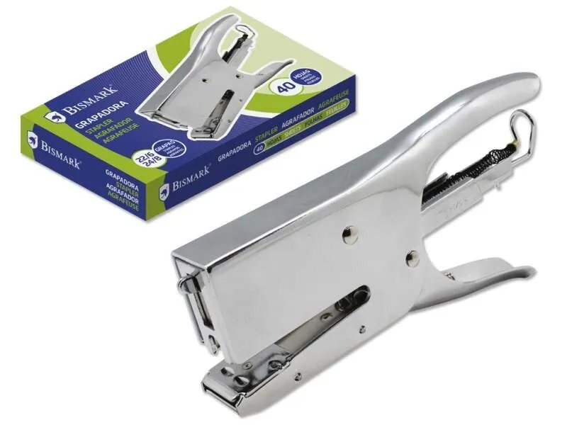 Pinzatrice a pinza cromata Bismark 40H - Capacità 40 fogli - Design ergonomico - Elevata durata - Colore argento - immagine 1
