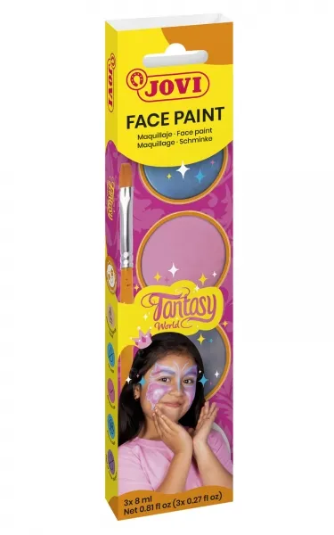 Kit trucco in crema Jovi Fantasy - Ipoallergenico - Facile applicazione - Include spugnetta e pennello - Colori assortiti - immagine 1