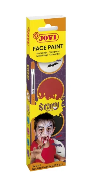 Set trucco in crema Jovi Scary con 3 flaconi da 8 ml + accessori - Ipoallergenico - Facile applicazione - A base di olio - Facile rimozione - Colori assortiti - immagine 1