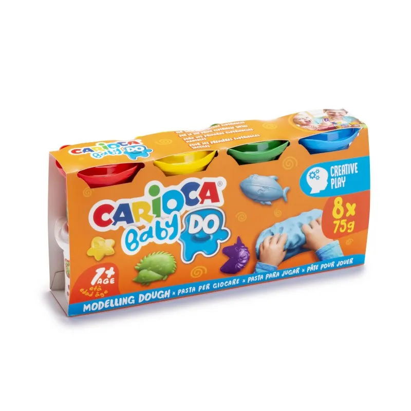Carioca 43180 composto per ceramica e modellazione Pasta modellabile 600 g Multicolore 8 pz - immagine 1