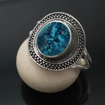 Topazio blu di Londra Anello placcato argento donna T1085AT29_75 (23.9) - immagine 2