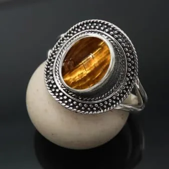 gemma Occhio tigre Anello placcato argento gioiello T1085CC6_52 (16.6) - immagine 2