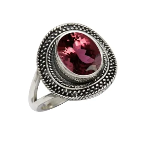 Anello placcato argento gemma Tormala rosa gioiello T1085AR27_73 (23.2) - immagine 1