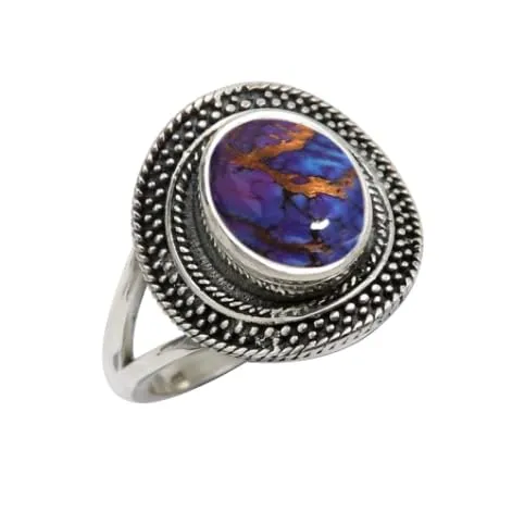 Anello placcato argento Rame viola Turchese gioiello T1085BK14_60 (19.1) - immagine 1