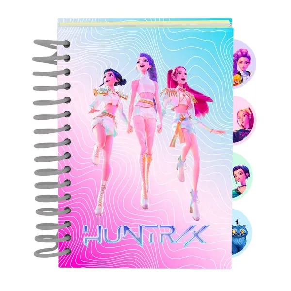 Quaderno Safta K-Pop Demon Hunters - Formato A6 - 80 fogli da 80 g/m2 - Rilegatura a spirale - Copertina rigida - 4 divisori interni - 105x148 cm - Multicolore - immagine 1