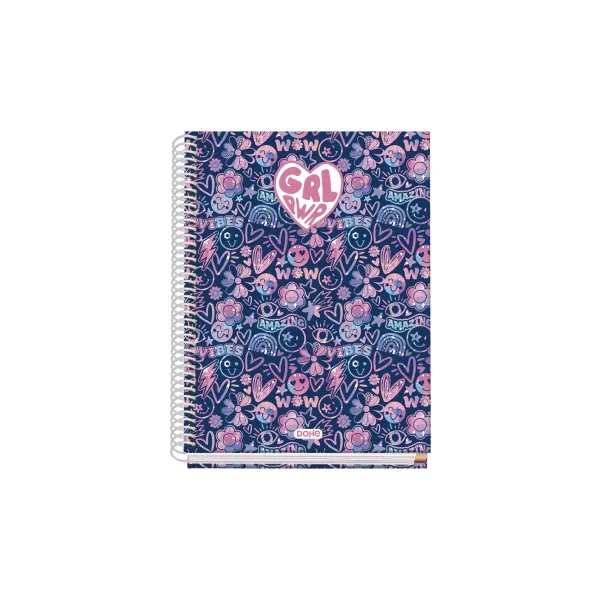 Quaderno a spirale in metallo Dohe Girl Power - Formato A5 - 100 fogli di carta offset da 90 g/m² - 5x5 mm - Microperforato - Fascia colorata - Copertina rigida in plastica - 16x21x2 cm - Multicolore - immagine 1