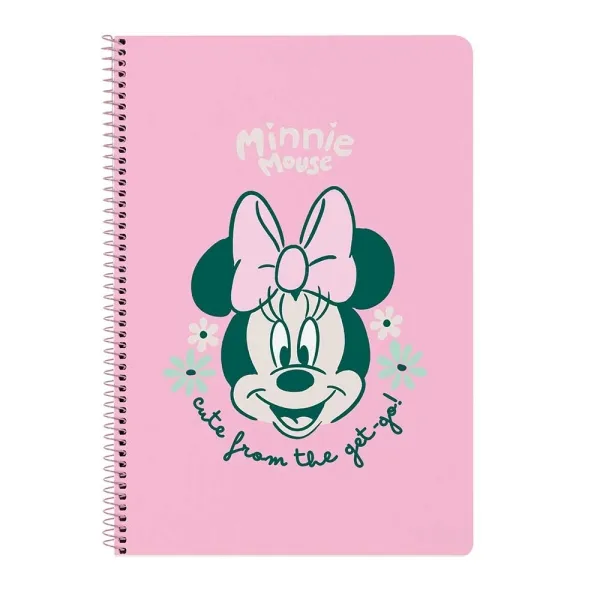 Quaderno a spirale Safta Minnie Mouse Minty - Formato folio - 80 fogli di carta da 80 g/m² - Griglia 4x4 mm - Copertina rigida lucida - Margine laterale - 215x10x310 mm - Rosa pastello - immagine 1