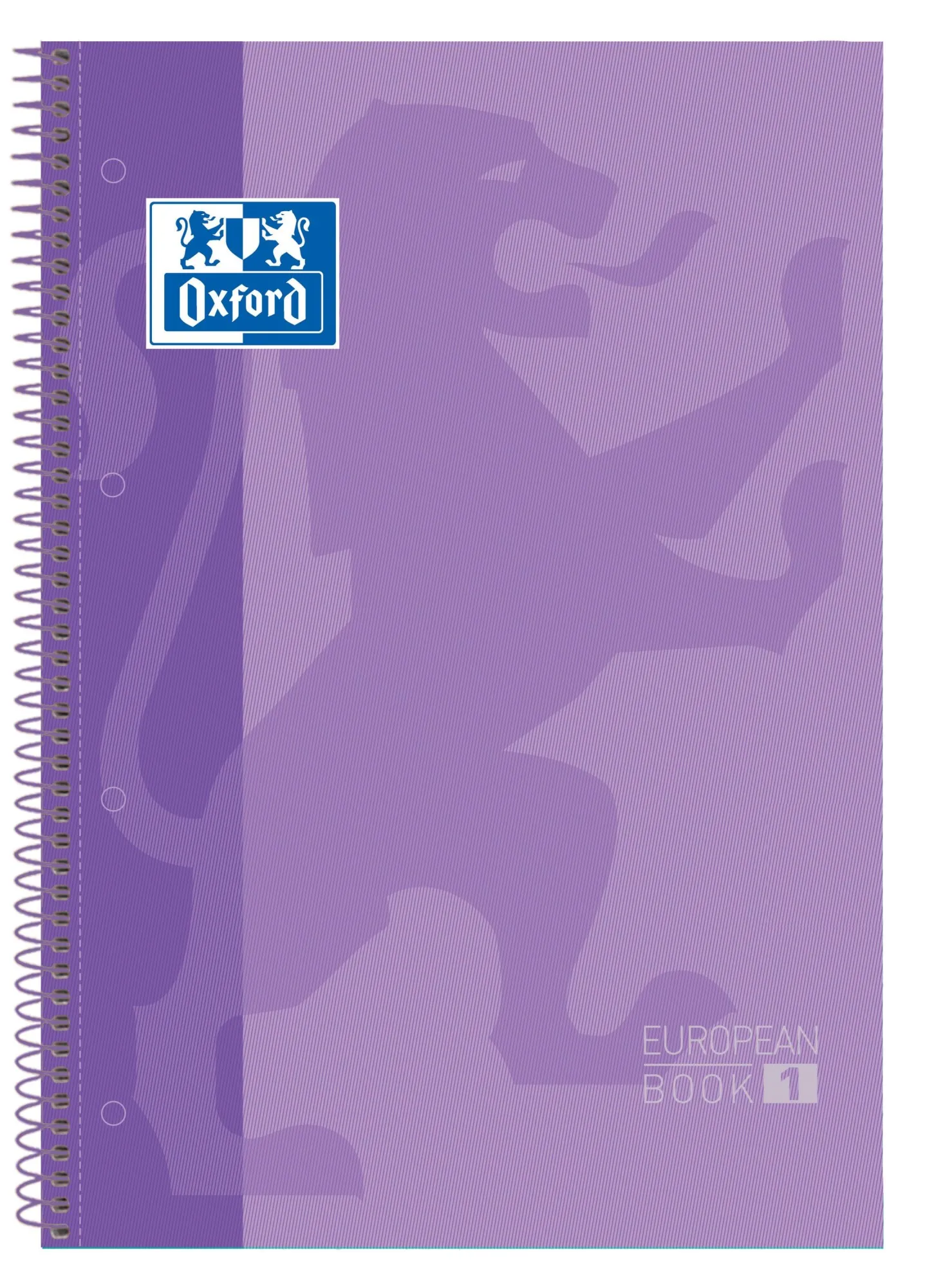 Oxford Europeanbook 1 Quaderno a Spirale Formato A4+ Griglia 5x5mm - 80 Fogli - Banda Colorata - Copertina Extra Rigida Lucida - Colore Malva - immagine 1