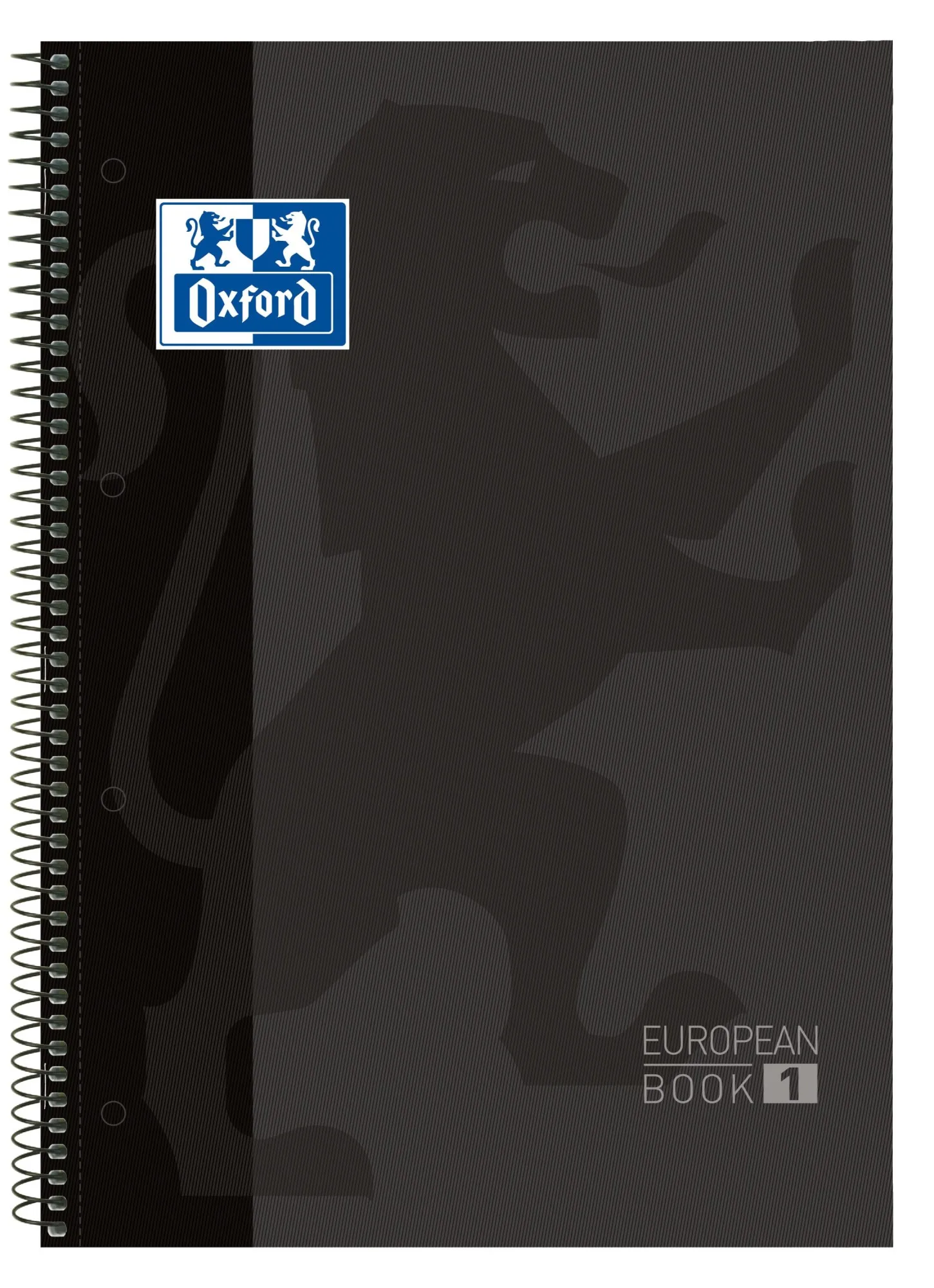 Oxford Europeanbook 1 Quaderno a Spirale Formato A4+ Griglia 5x5mm - 80 Fogli - Banda Colorata - Copertina Extra Rigida Lucida - Colore Nero - immagine 1
