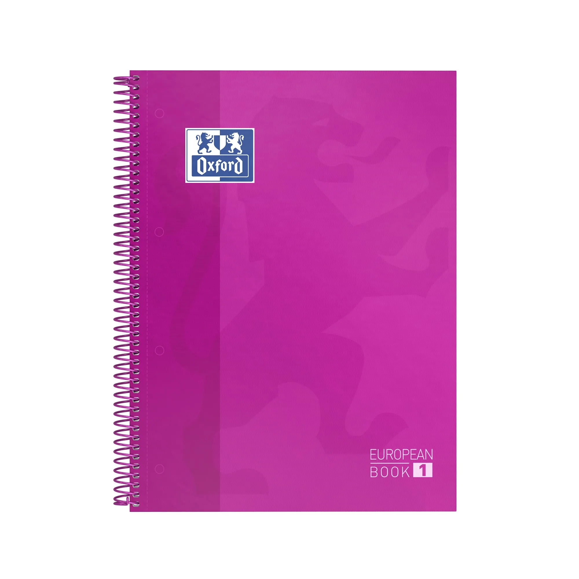 Oxford Europeanbook 1 Quaderno Spirale Formato A4+ A Quadretti 5x5mm - 80 Fogli - Fascetta Colorata - Copertina Extra Rigida Lucida - Colore Fucsia - immagine 1