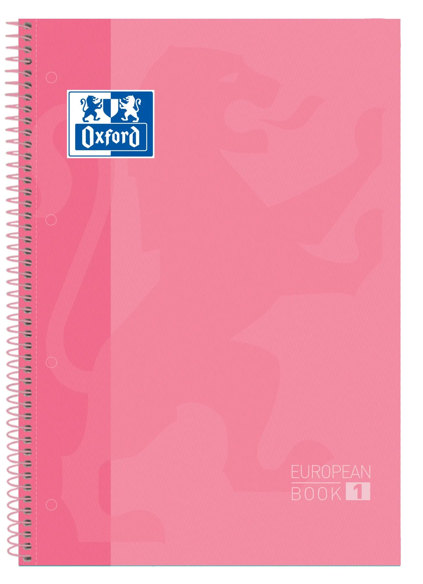 Oxford Europeanbook 1 Quaderno a spirale formato A4+ a quadretti 5x5mm - 80 fogli - Fascetta colorata - Copertina extra rigida lucida - Colore rosa - immagine 1