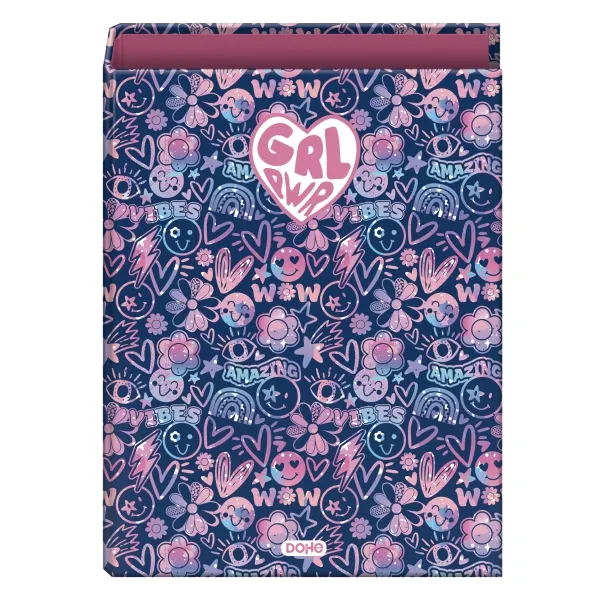 Raccoglitore ad anelli Dohe Girl Power (anelli da 40 mm) - Formato A4 - Risguardi stampati - Copertina in cartone laminato - 26x34x6 cm - Multicolore - immagine 1