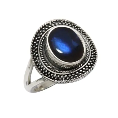Labradorite Anello placcato argento gioiello ideale T1085BN15_61 (19.4) - immagine 1