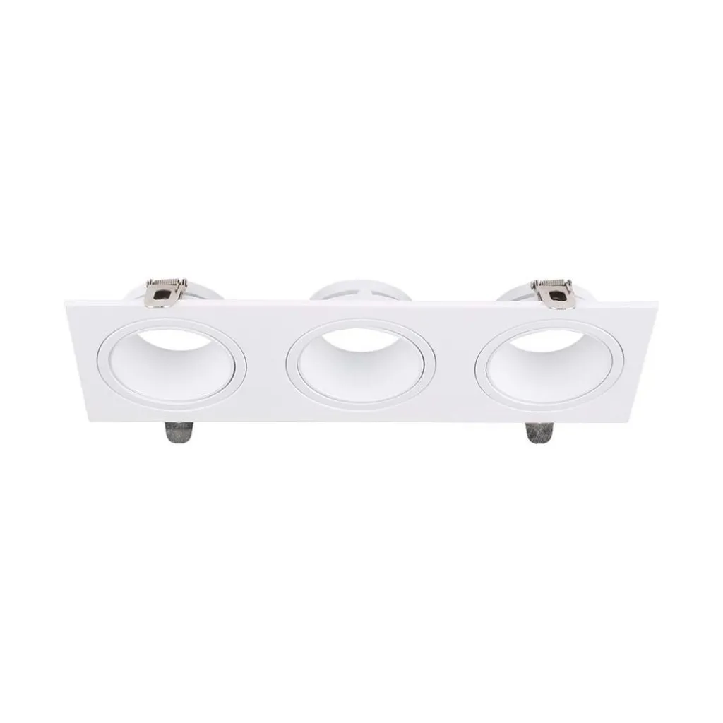 V-TAC Portafaretto LED Triplo da Incasso Rettangolare 3*GU10 in Policarbonato e Ferro Colore Bianco - immagine 1