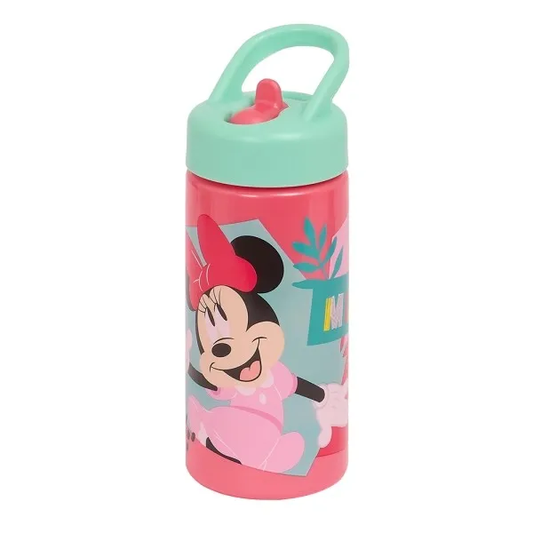 Bottiglia Safta Minnie Mouse Me Time da 410 ml - Cannuccia integrata - Valvola di erogazione dell'acqua - Manico superiore - Tappo a vite - 178x74x64 cm - Rosa - immagine 1