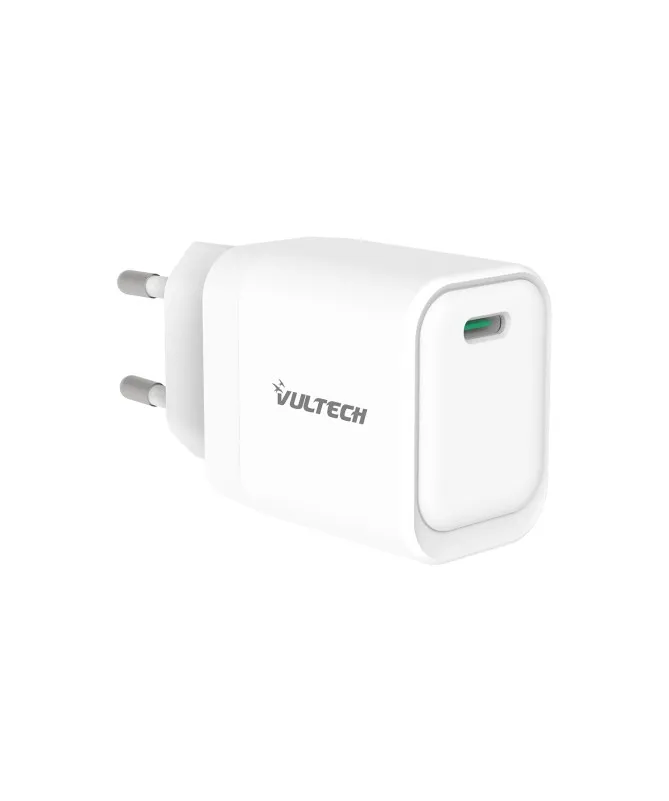 Vultech Caricatore Adattatore Universale Cc20-1C 1 Porta Type-C Pd20 Gan 20W - Bianco Dimensioni Co - immagine 1