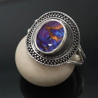 Anello placcato argento Rame viola Turchese gioiello T1085BK23_69 (22.0) - immagine 2