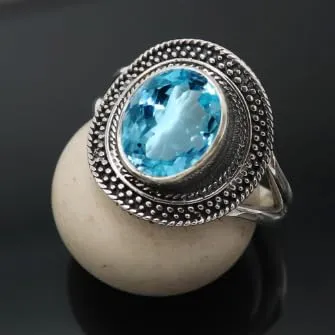 gemma Topazio blu Anello placcato argento gioiello T1085AK20_66 (21.0) - immagine 2