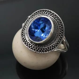 gemma Zaffiro blu Anello placcato argento gioiello T1085AO23_69 (22.0) - immagine 2