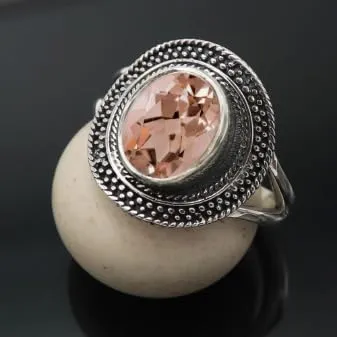 Anello placcato argento gemma Morganite donna gioiello T1085BC19_65 (20.7) - immagine 2
