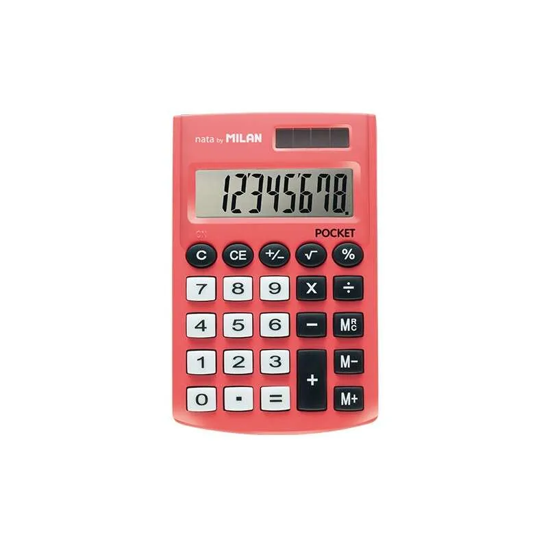 Calcolatrice tascabile Milan con display a 8 cifre - 3 tasti di memoria e radice quadrata - Tasti soft touch - Rosso - immagine 1