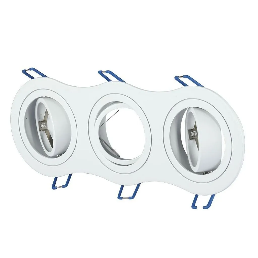 V-TAC Portafaretto LED Triplo da Incasso Rotondo 3*GU10 e GU5.3 (MR16) Colore Bianco Orientabile - immagine 1
