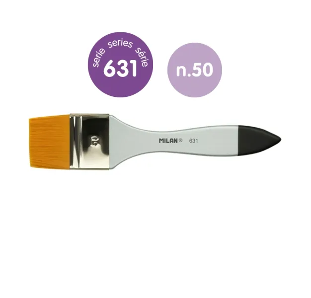 Spazzola sintetica Milan 631 Premium da 50 mm - Setole sintetiche - Manico in legno verniciato - Colore argento - immagine 1