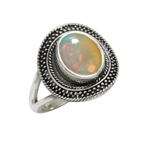 gemma di Opale donna Anello placcato argento gioiello T1085BE4_50 (15.9) - immagine 1
