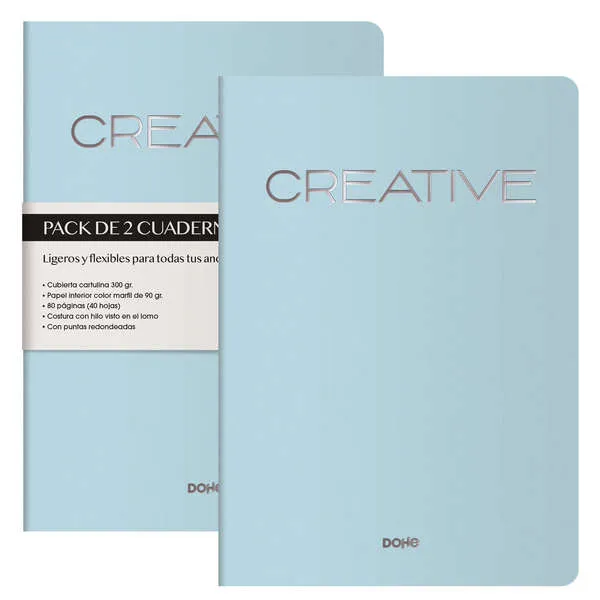 Quaderno Dohe Creative A4 40 fogli bianchi - Carta crema 90 g/m2 - Copertina cartoncino 300 g/m2 - Blu - immagine 1