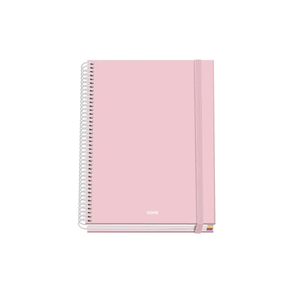 Quaderno a spirale Dohe Serenity A5 100 fogli griglia 5 mm - Copertina rigida stampata a colori e plastificata lucida - Fasce colorate - Chiusura in gomma - Rosa - immagine 1