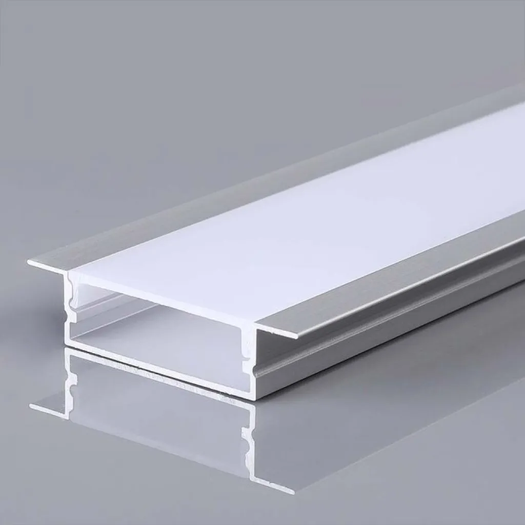V-TAC Profilo in Alluminio Colore Silver per Strip LED a incasso (Max l: 124mm) Copertura Satinata 2000x30x10mm - immagine 1