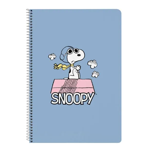 Quaderno a spirale Safta Snoopy - Formato folio - 80 fogli di carta da 80 g/m² - Griglia 4x4 mm - Copertina rigida decorata - Margine laterale - 215x10x310 mm - Blu - immagine 1