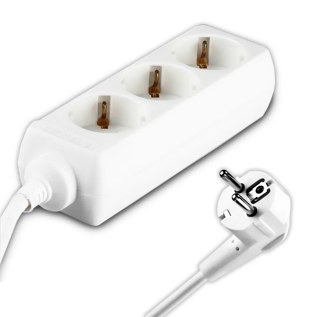 V-TAC Multipresa con Cavo 15m 3 Prese 10A 2P + Schuko e Spina Schuko Colore Bianco - immagine 1