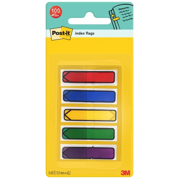 Dispenser Post-it Index con 100 pennarelli riposizionabili - Forma rettangolare - Colori assortiti - immagine 1