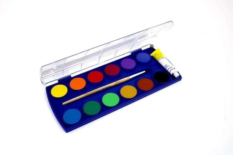 Acquerelli scolastici Pelikan - 12 colori - Acquerello scolastico F355 - Scatola da 12 colori + 1 pennello - Facile da diluire - Resistente alla luce - immagine 1
