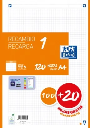 Oxford 400158163 ricambi per quaderni 210 x 297 mm (A4) 120 fogli - immagine 1