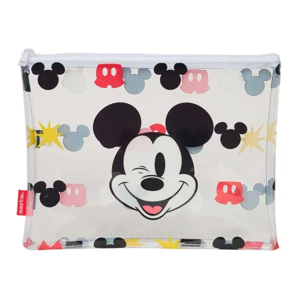 Borsa da spiaggia estiva Safta Topolino - Chiusura con cerniera - 2 litri - Leggera e facile da trasportare - Ideale per la spiaggia e la piscina - 300x230 mm - Bianca - immagine 1