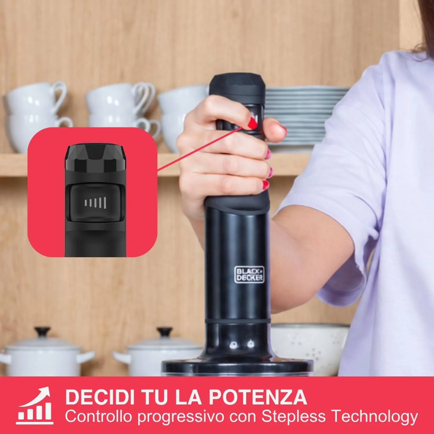 Black+Decker - Frullatore a immersione da 1500 W, acciaio inox, velocità variabile - immagine 3