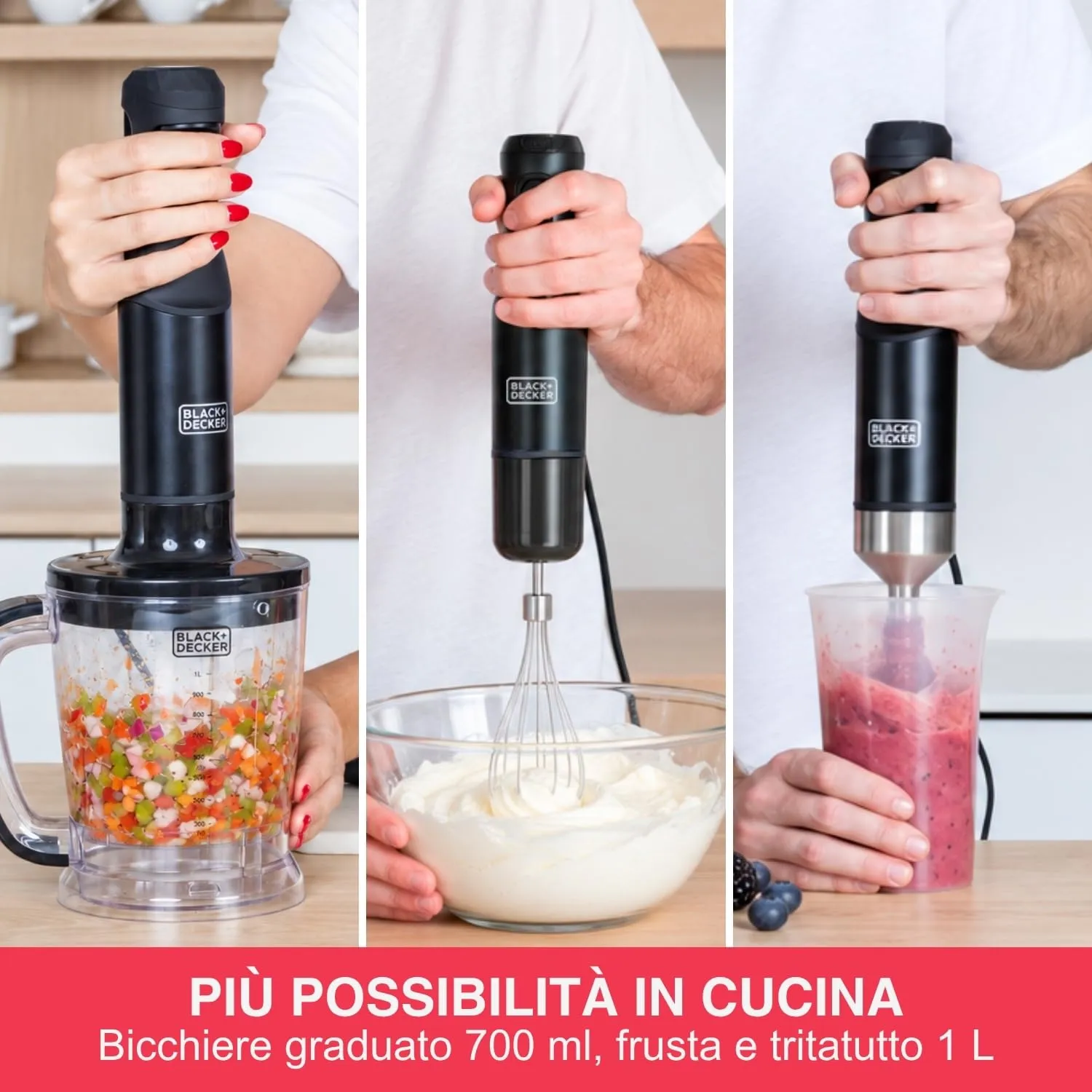 Black+Decker - Frullatore a immersione da 1500 W, acciaio inox, velocità variabile - immagine 5