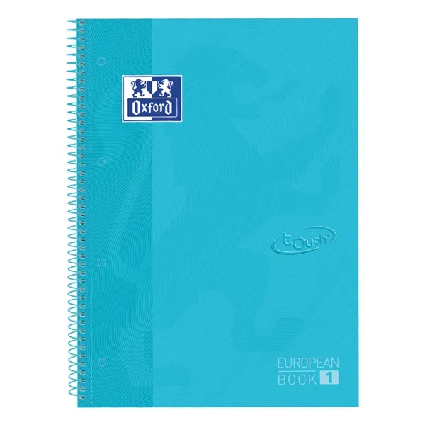 Quaderno Oxford School Touch Europeanbook 1 formato A4+ 80 fogli griglia 5x5 mm copertina rigida extra blu. - immagine 1