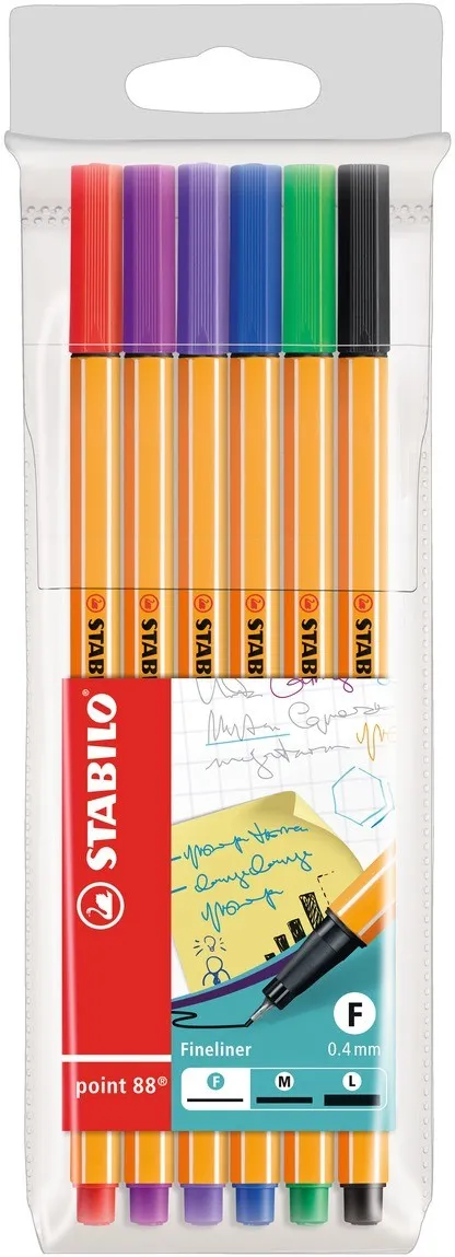 STABILO point 88 penna tecnica Nero Blu Verde Lillà Rosso Viola 6 pz - immagine 1